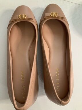 Cole Haan Nude/Tan Leather Logo Ballet Flats